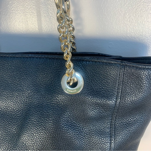 Coach Turnlock Leather Chain Tote Bag - Picture 15 of 16